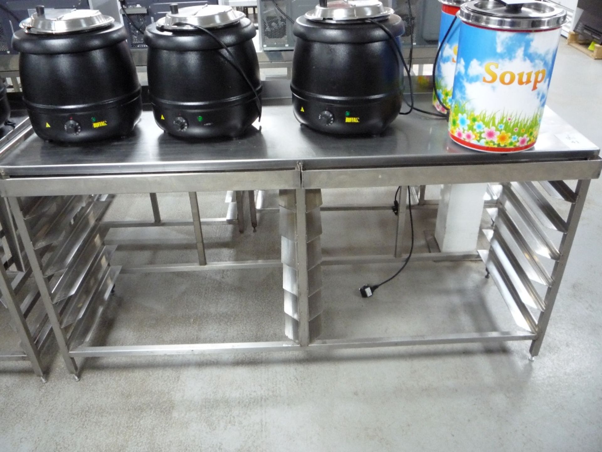 Stainless steel Preparation Table with 12 tray runners, 820(H) x 1650(W) x 510(D)mm
