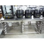 Stainless steel Preparation Table with 12 tray runners, 820(H) x 1650(W) x 510(D)mm