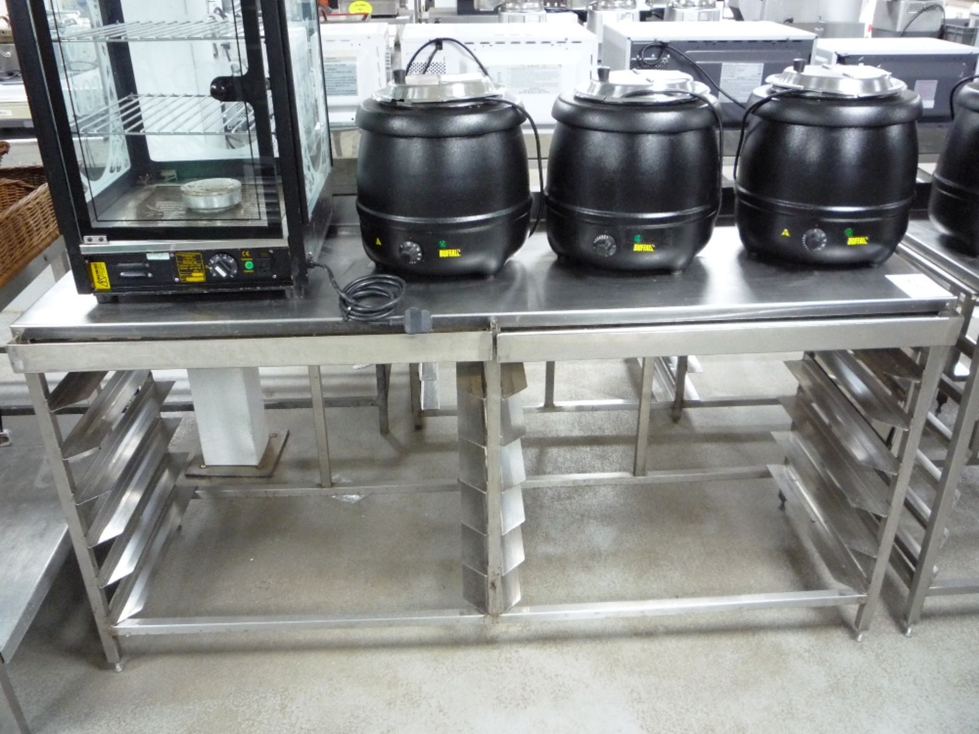 Stainless steel Preparation Table with 12 tray runners, 820(H) x 1650(W) x 510(D)mm