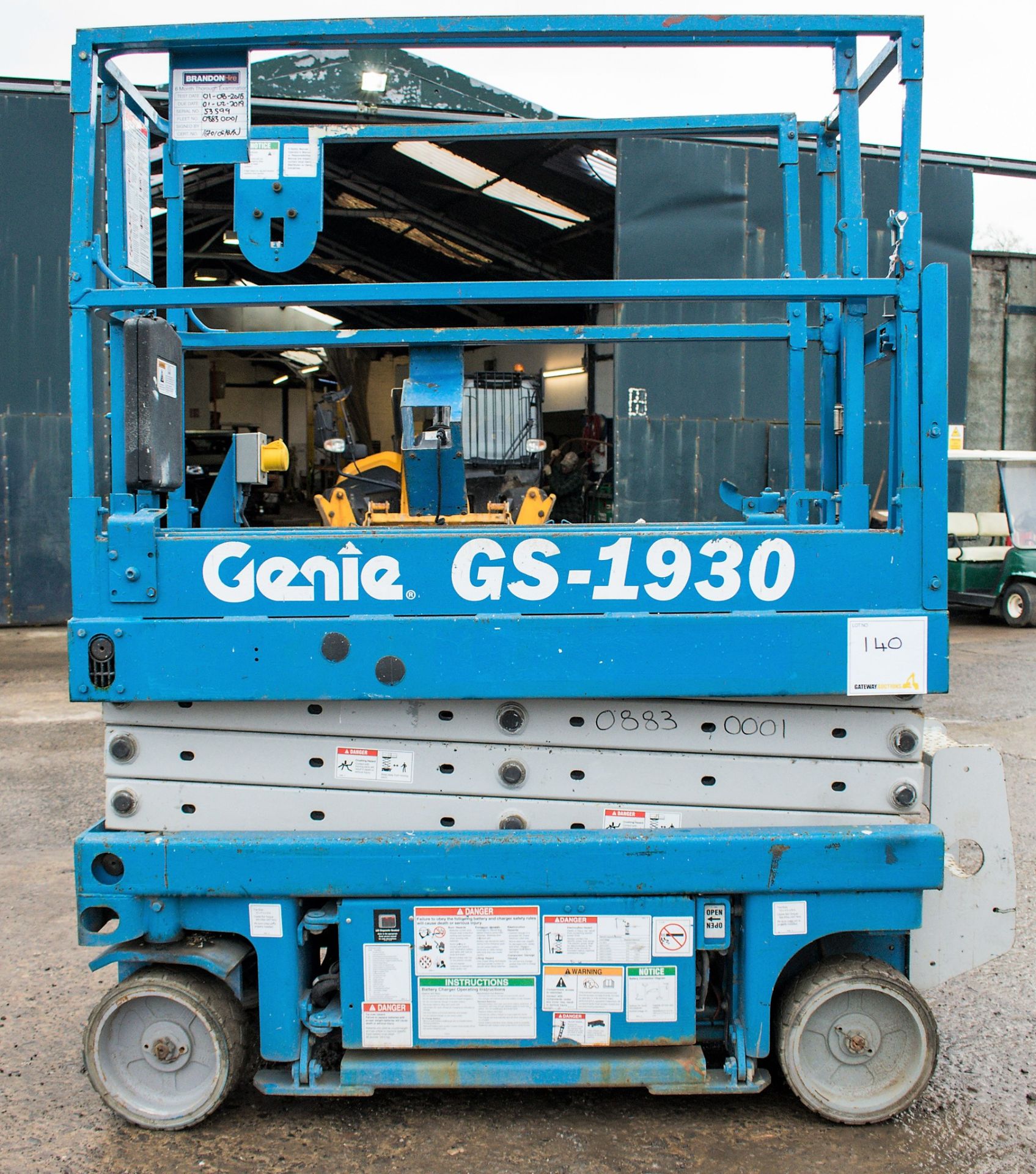 Genie GS1930 battery electric scissor lift Year: 2002 S/N: 53599 Recorded Hours: 347 0883-0001 - Image 5 of 9