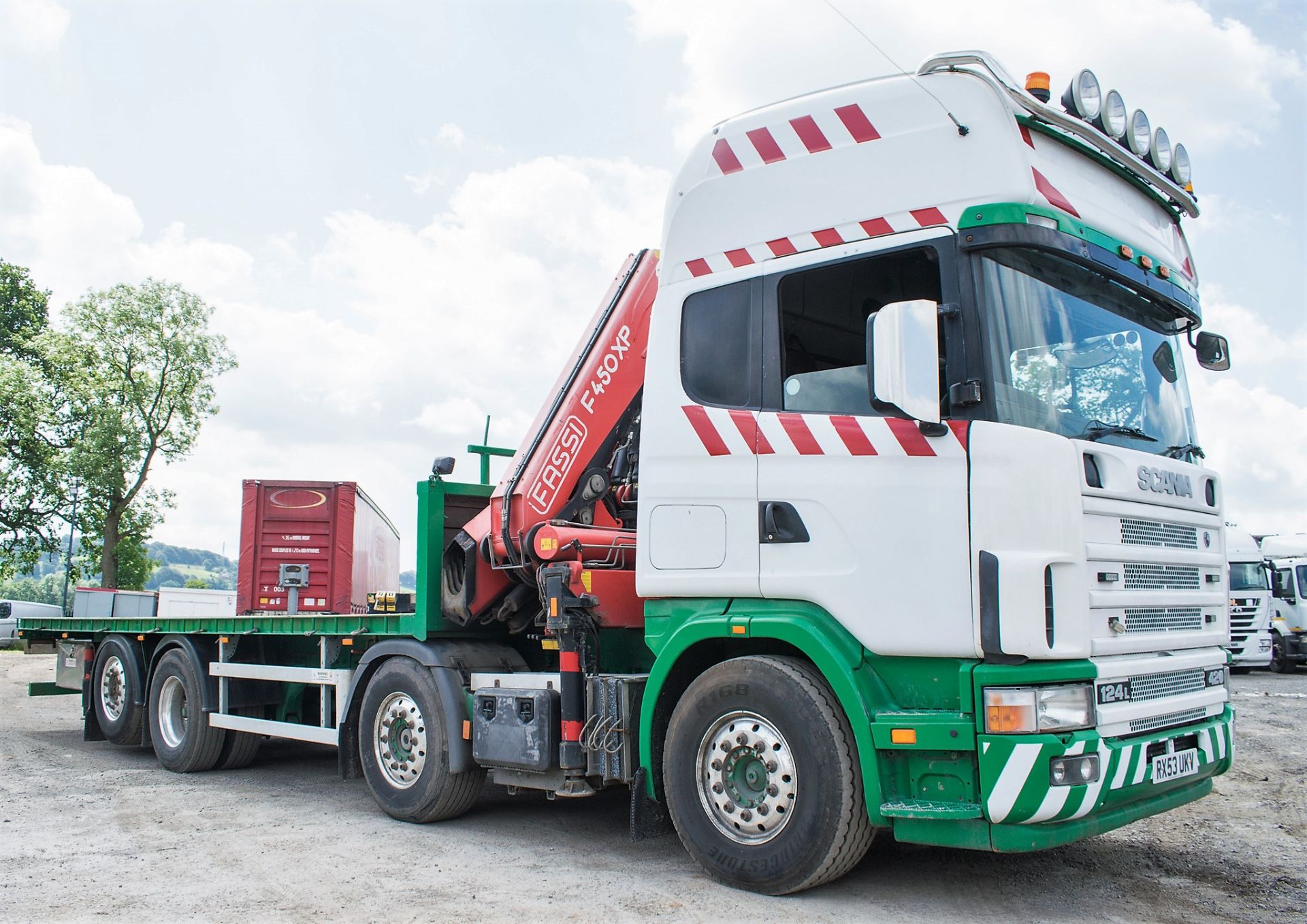 Scania 124L 420 8 x 2 flat bed crane lorry Registration Number: RX53 UKV Date of Registration: 08/ - Image 2 of 18