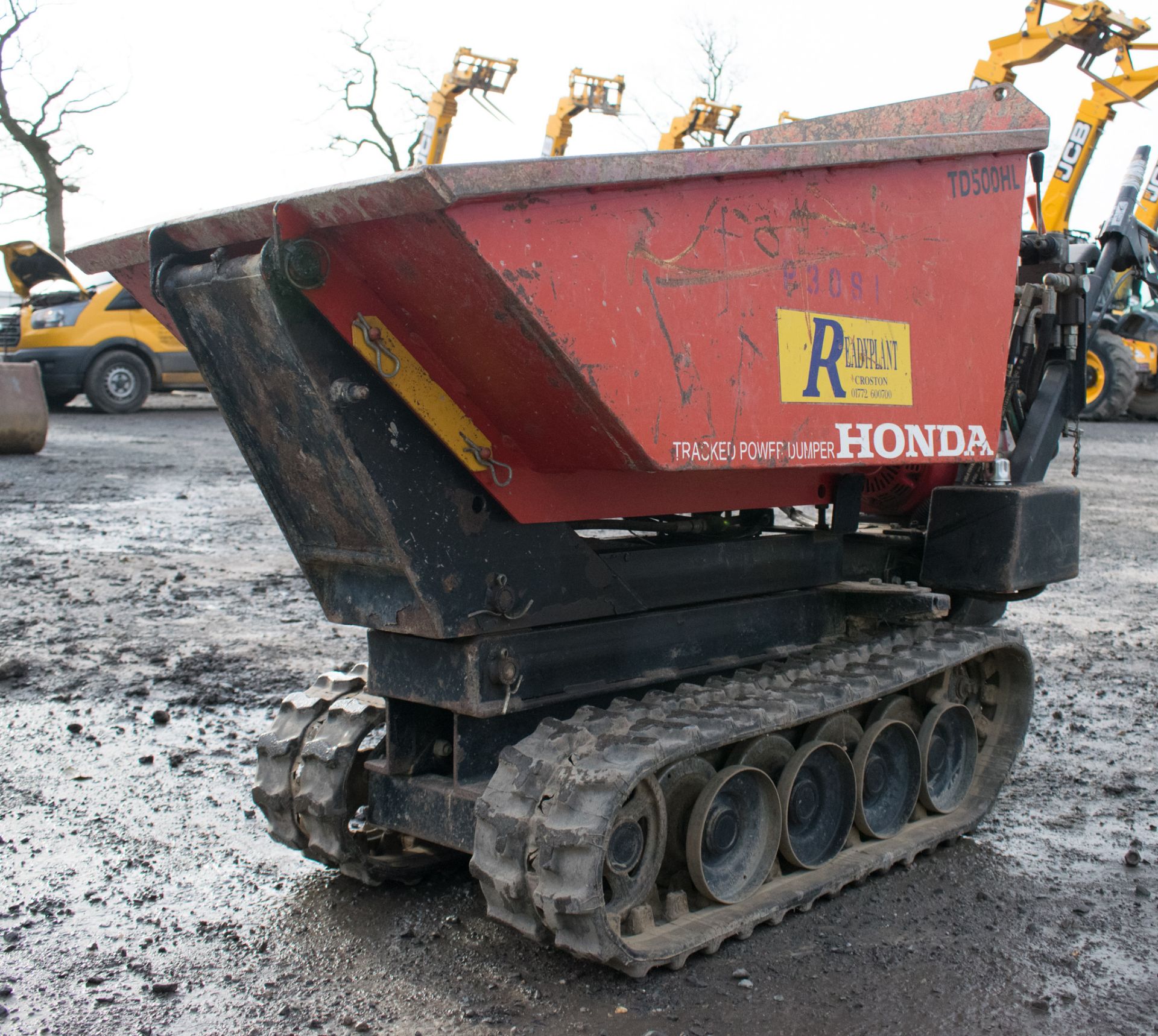 Honda TD500 HL petrol driven walk behind hi-tip tracked dumper Year: 2007 S/N: 1644 P3081 ** No