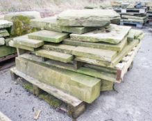 2- pallets of concrete flags & stone pillars