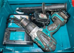 Makita 18v cordless hammer drill c/w 2 batteries, charger & carry case A643990