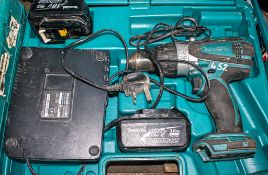 Makita 18v cordless hammer drill c/w 2 batteries, charger & carry case A662028