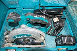 Makita 18v cordless circular saw c/w 2 batteries, charger & carry case A571811