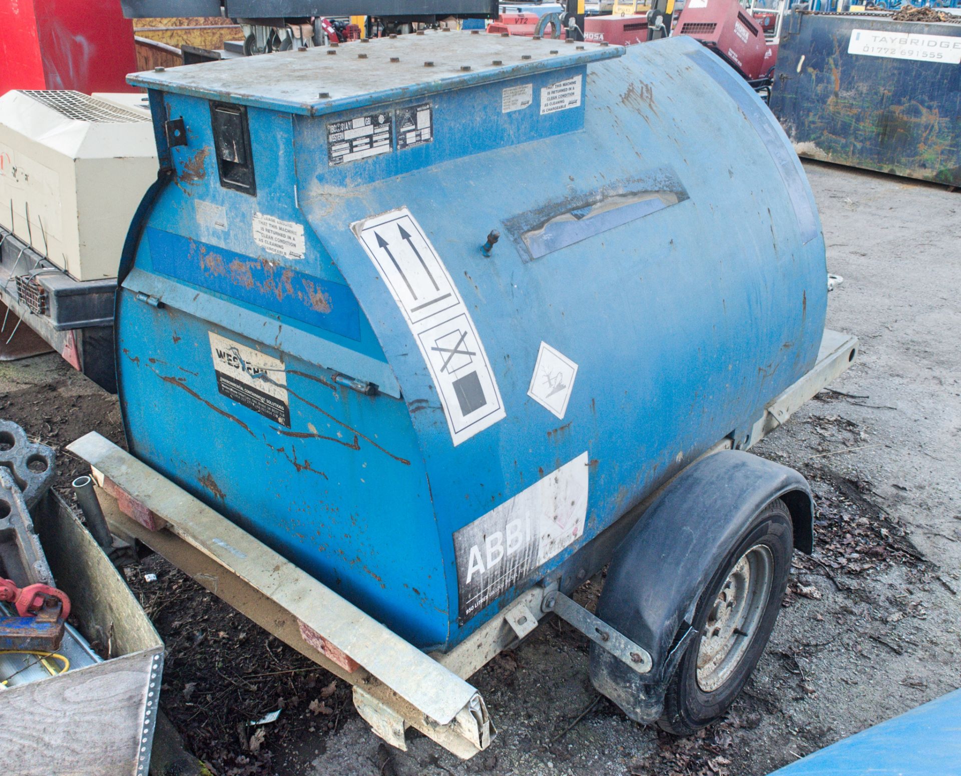 Western 950 litre fast tow bunded fuel bowser c/w manual pump, delivery hose & nozzle 220A006L - Image 2 of 3