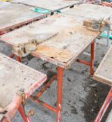 Collapsible steel site work bench C/w pipe vice and bench vice