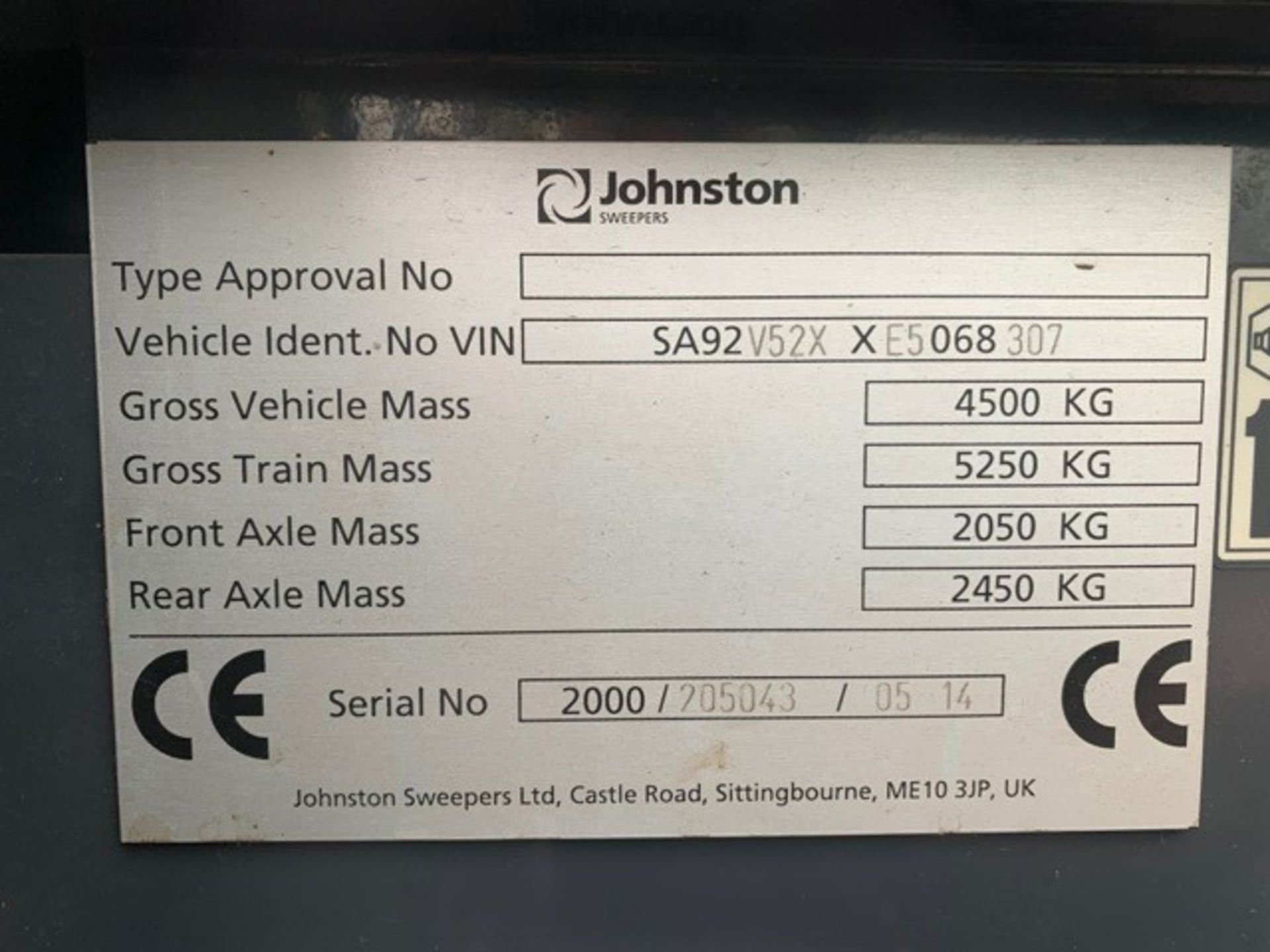 Johnston Dawsons CX201 sweeper Registration Number: LJ14 CHV Year: 2014 S/N: 205043 Recorded - Image 14 of 15