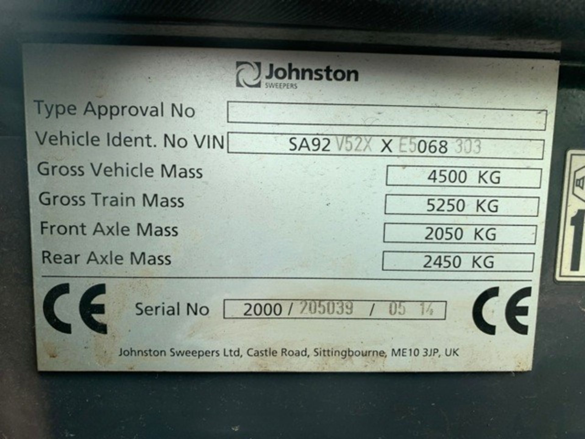 Johnston Dawsons CX201 sweeper Registration Number: LJ14 CHH Year: 2014 S/N: 205039 Recorded - Image 17 of 17