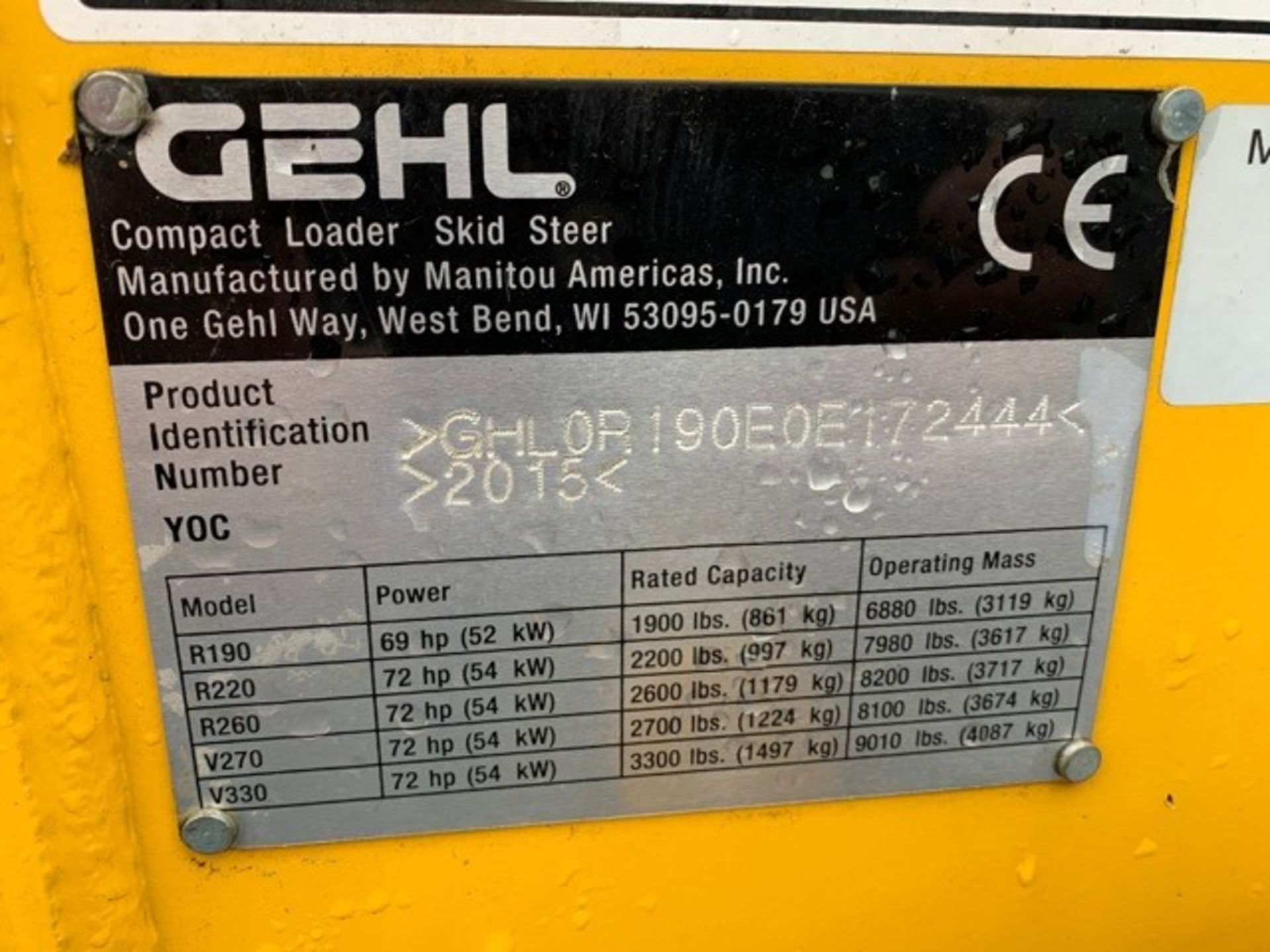 Gehl R190 skid steer loader Year: 2015 S/N: E172444 Recorded Hours: 474 c/w Simex PL4520 road - Image 16 of 16