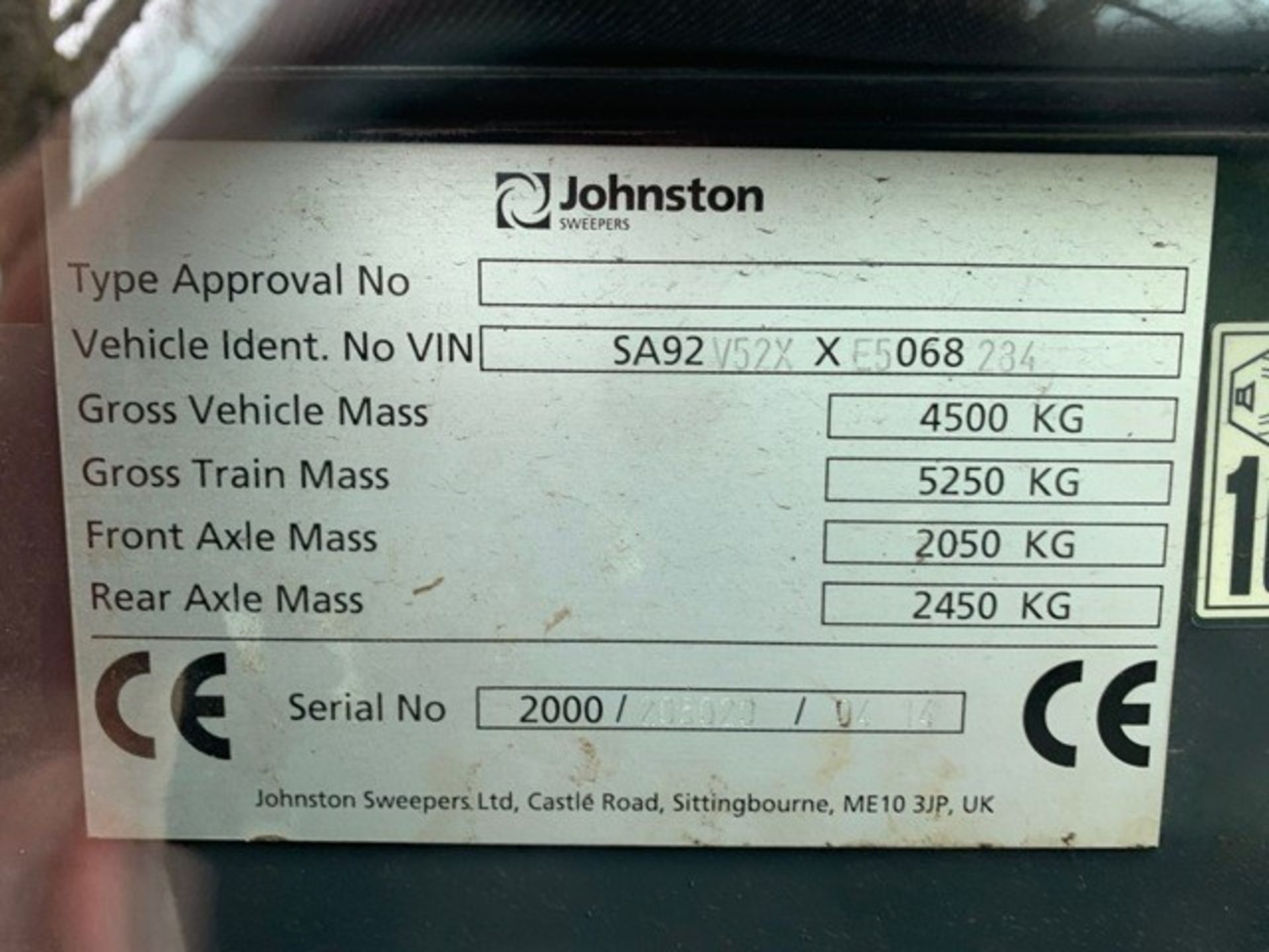 Johnston Dawsons CX201 sweeper Registration Number: LJ14 CGV Year: 2014 S/N: 205023 Recorded - Image 16 of 16