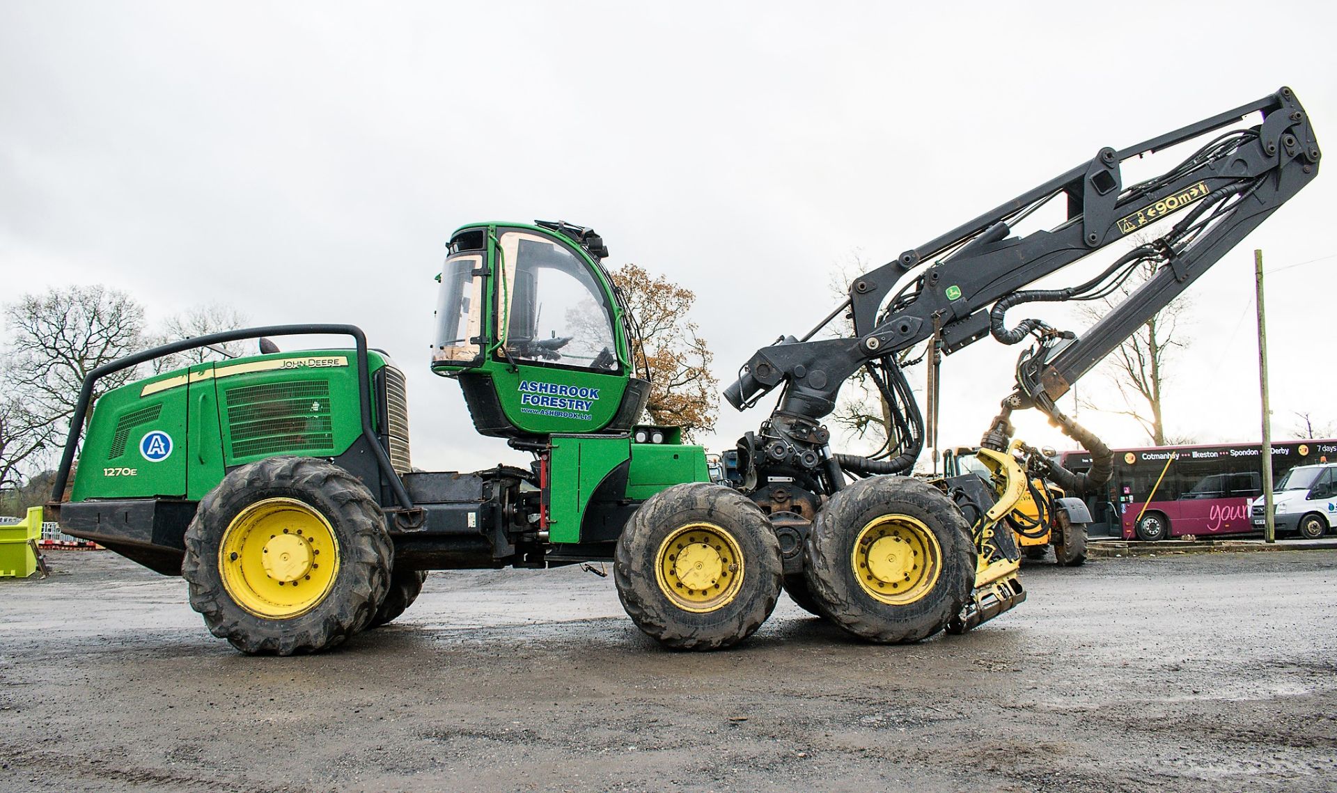 John Deere 1270 E 6 wheel harvester Year: 2009 S/N: WJ1270E001649 Recorded Hours: 17,008 c/w CH710- - Image 8 of 22