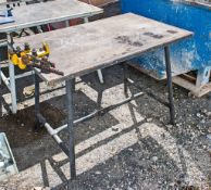 Collapsible steel work bench c/w pipe vice