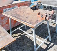 Collapsible steel work bench c/w engineers vice & pipe vice