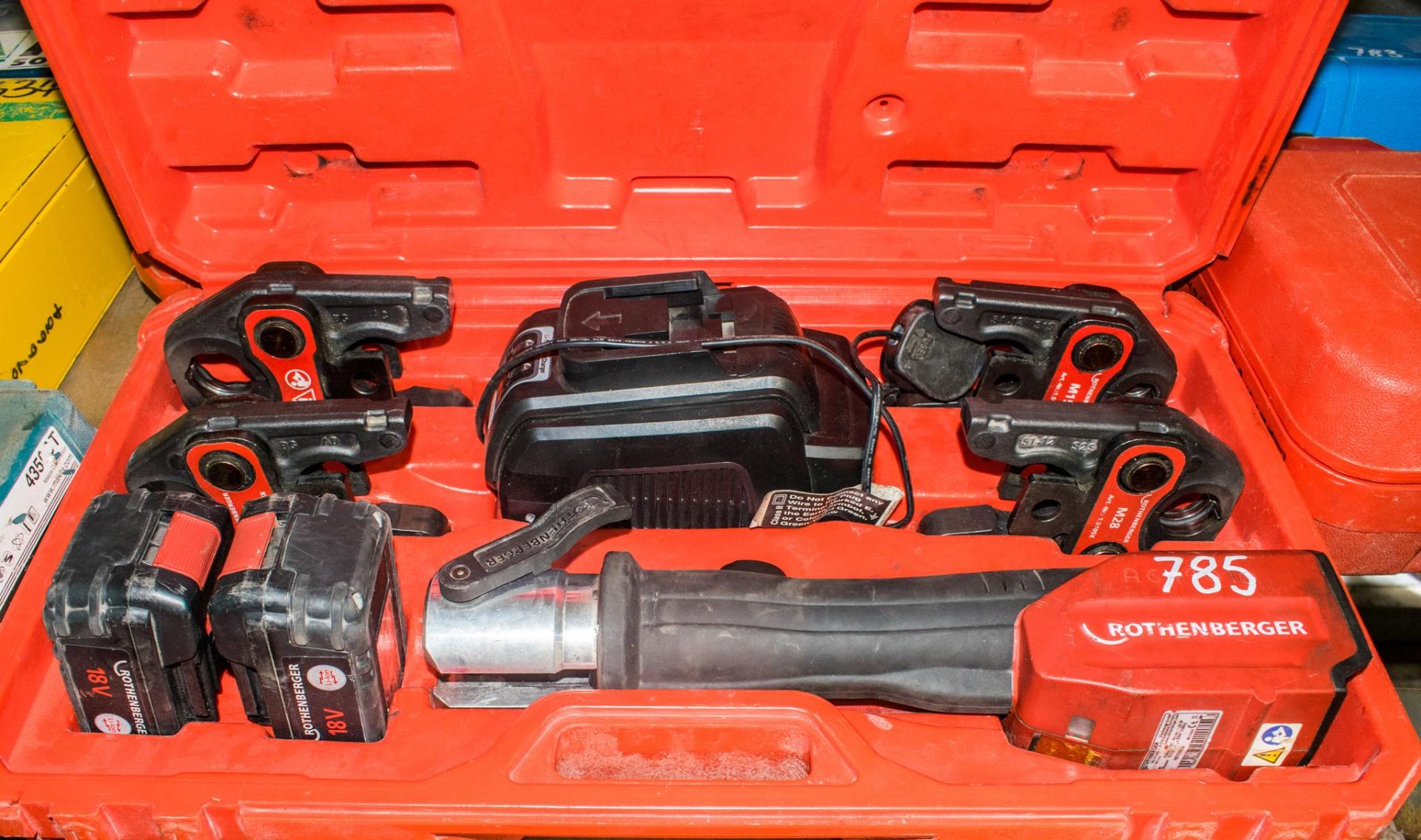 Rothenberger 18v cordless crimping tool c/w 2 batteries, charger, 4 - jaws & carry case A649010