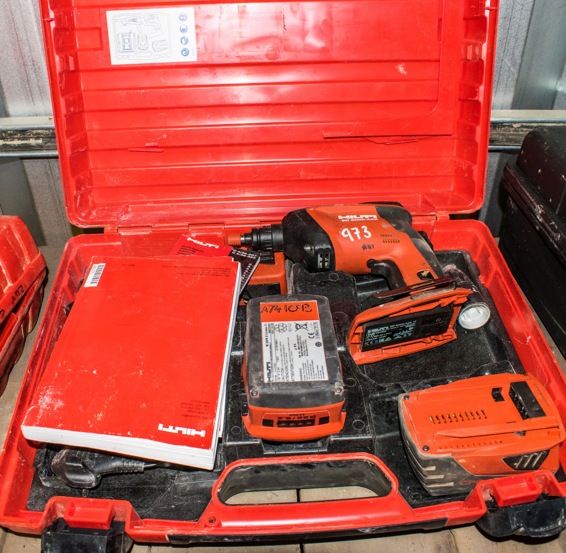 Hilti SD5000-A22 22v cordless screw gun c/w 2 batteries, charger & carry case A741093