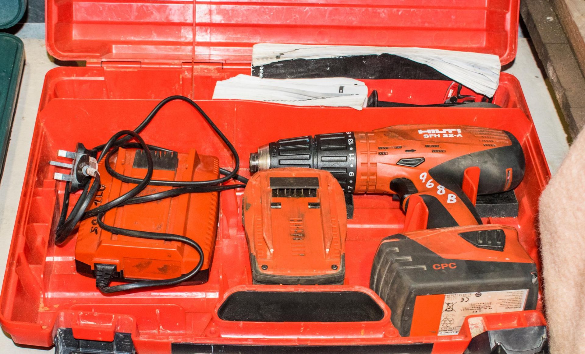 Hilti SFH22-A 22v cordless rotary hammer drill c/w 2 batteries, charger & carry case IA728105