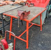 Ridgid collapsible site bench  c/w bench vice and pipe vice