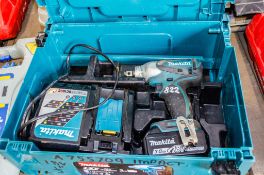 Makita 18v 1/2 inch drive cordless impact gun  c/w battery, charger & carry case  A755709