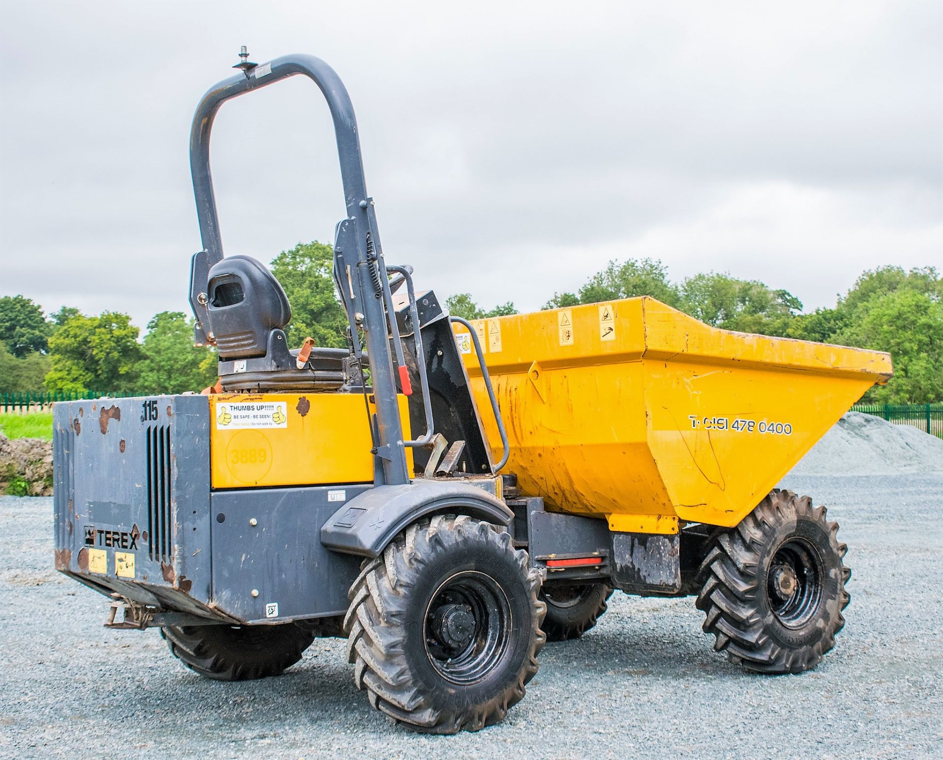 Terex TA3 3 tonne straight skip dumper  Year: 2014 S/N: PA6239 Recorded hours: 1102 3889 - Image 3 of 18