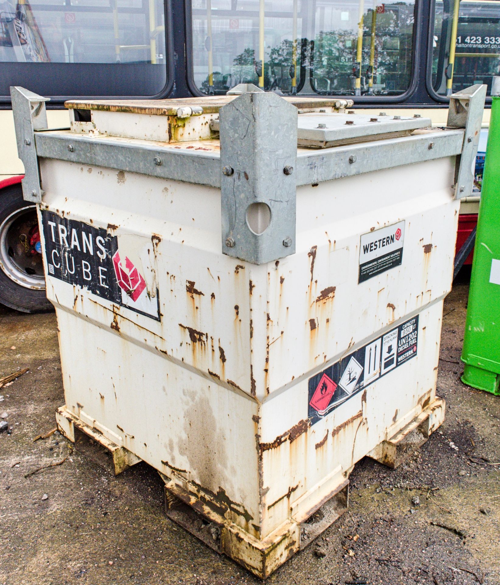 Western 950 litre fuel cube static bunded fuel bowser c/w manual pump, delivery hose & nozzle