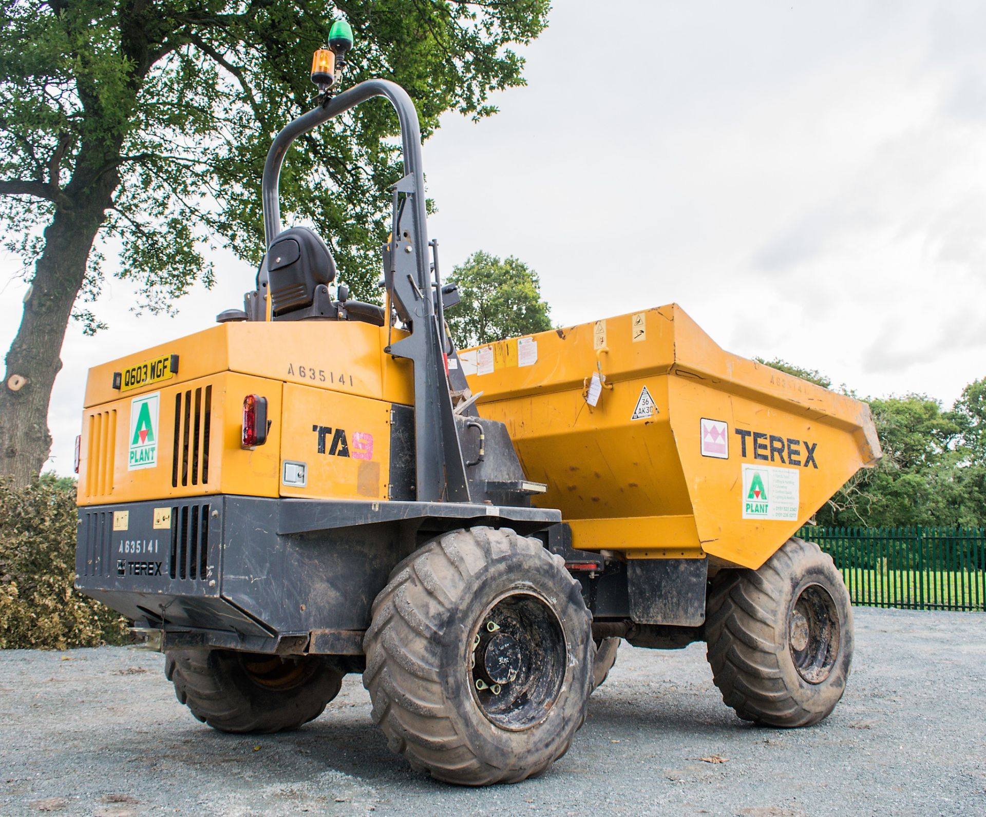 Terex TA9 9 tonne straight skip dumper Reg No: Q603 WGF   c/w V5 Road Reg Certificate Year: 2014 S/ - Image 3 of 21