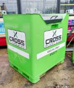 Cross Plant 900 litre fuel cube bunded static fuel bowser  c/w hand pump, delivery hose & trigger