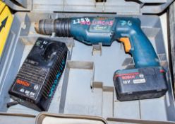 Bosch cordless power drill c/w battery, charger (cord cut) & carry case