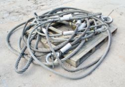 Quantity of heavy duty steel lifting slings as photo'd on pallet