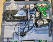 Hitachi 18v cordless drill c/w battery, charger & carry case