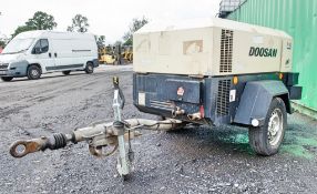 Doosan 7/41 diesel driven fast tow air compressor Year: 2012 S/N: 431468 Recorded Hours: 1802