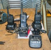 3 - 2 way radios c/w chargers A784622/A758396/A756398