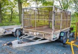 Indespension 10 ft x 6 ft tandem axle plant trailer c/w cage sides A697586