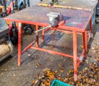 Collapsible steel site work bench  c/w bench vice