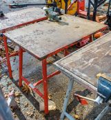 Collapsible steel site work bench  c/w bench vice