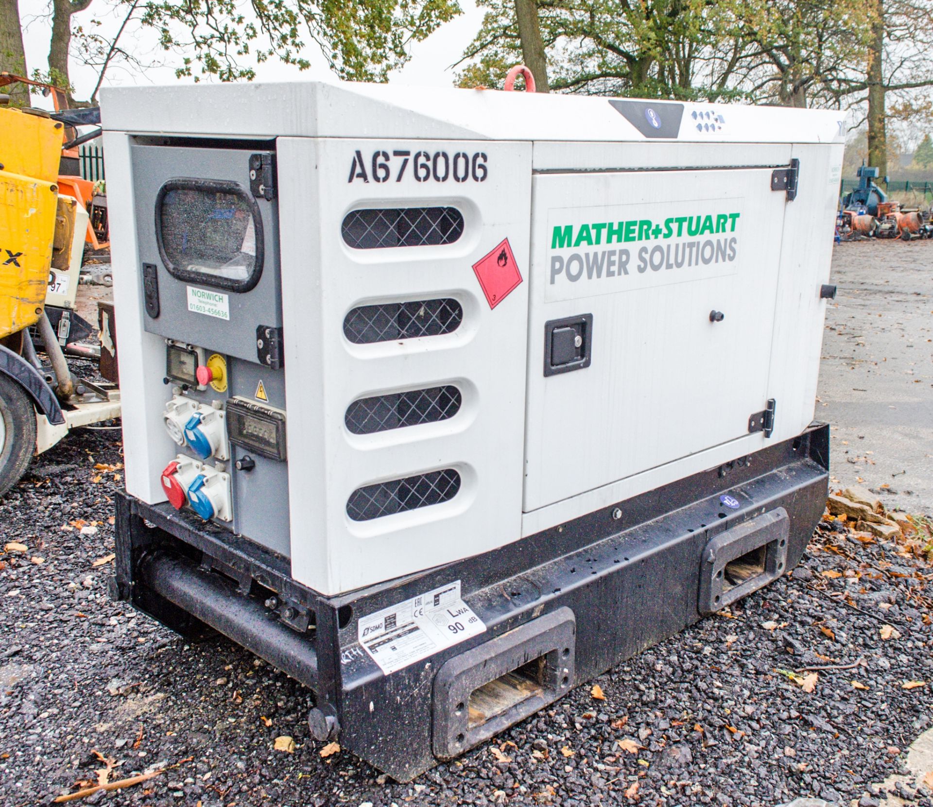 SDMO RC16CC 15 kva diesel driven generator Year: 2015 S/N: 15005632 Recorded Hours: 9245 A676006
