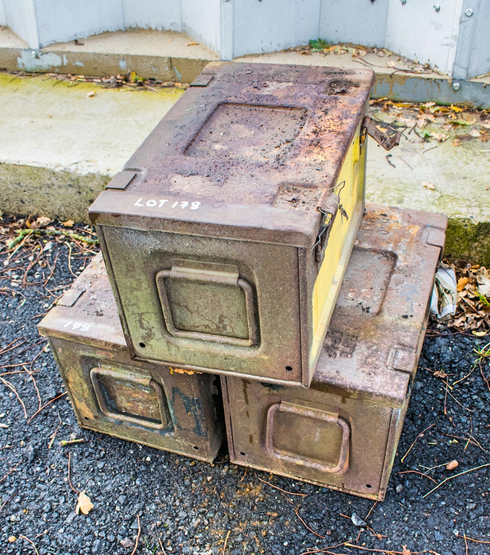 3 - brown ammunition boxes