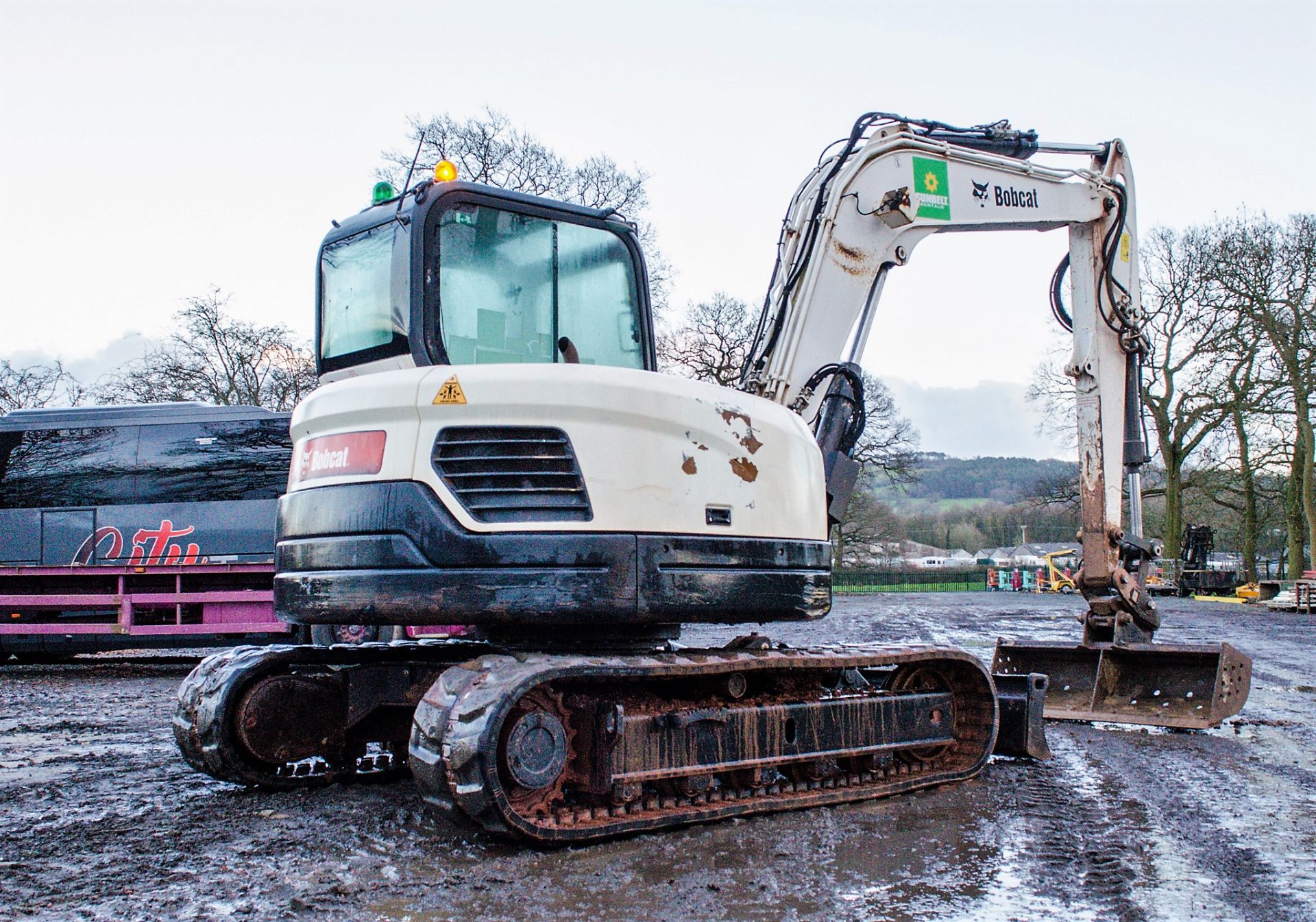 Bobcat E85 8.5 tonne rubber tracked mini excavator Year: 2014 S/N: 11966 Recorded Hours: 3664 blade, - Image 3 of 20