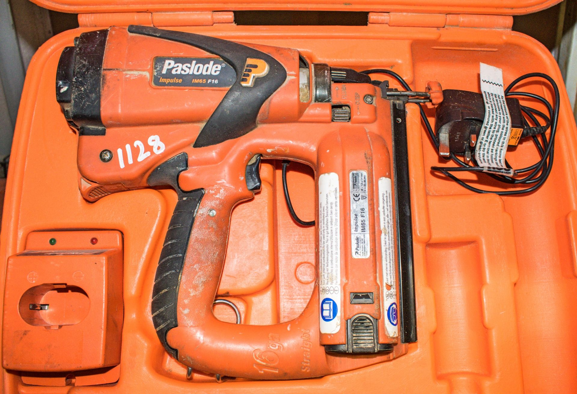 Paslode nail gun c/w battery, charger & carry case
