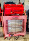 2 - 240v infra red heaters ** 1 with tubes missing **