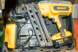 Dewalt 18v nail gun c/w 2 - batteries, charger & carry case