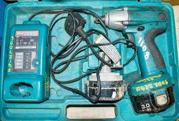Makita 14.4v cordless 1/2 inch drive impact wrench c/w 2 batteries, charger & carry case