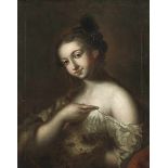 Französischer Maler des 18. Jahrhunderts BILDNIS EINES JUNGEN MÄDCHENS Öl auf Leinwand. Doubliert.