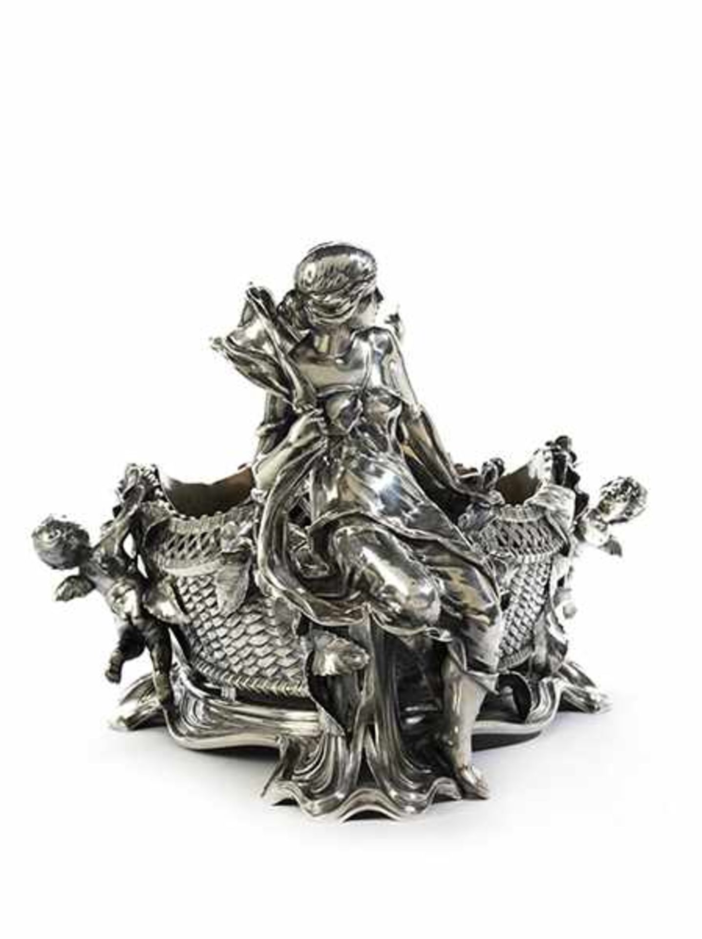 Magnificent silver centrepiece basket with figures - Bild 4 aus 7