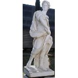 Gartenfigur eines Caesaren Höhe: 200 cm. Italien. In weißem Marmor gearbeitete quadratische Basis