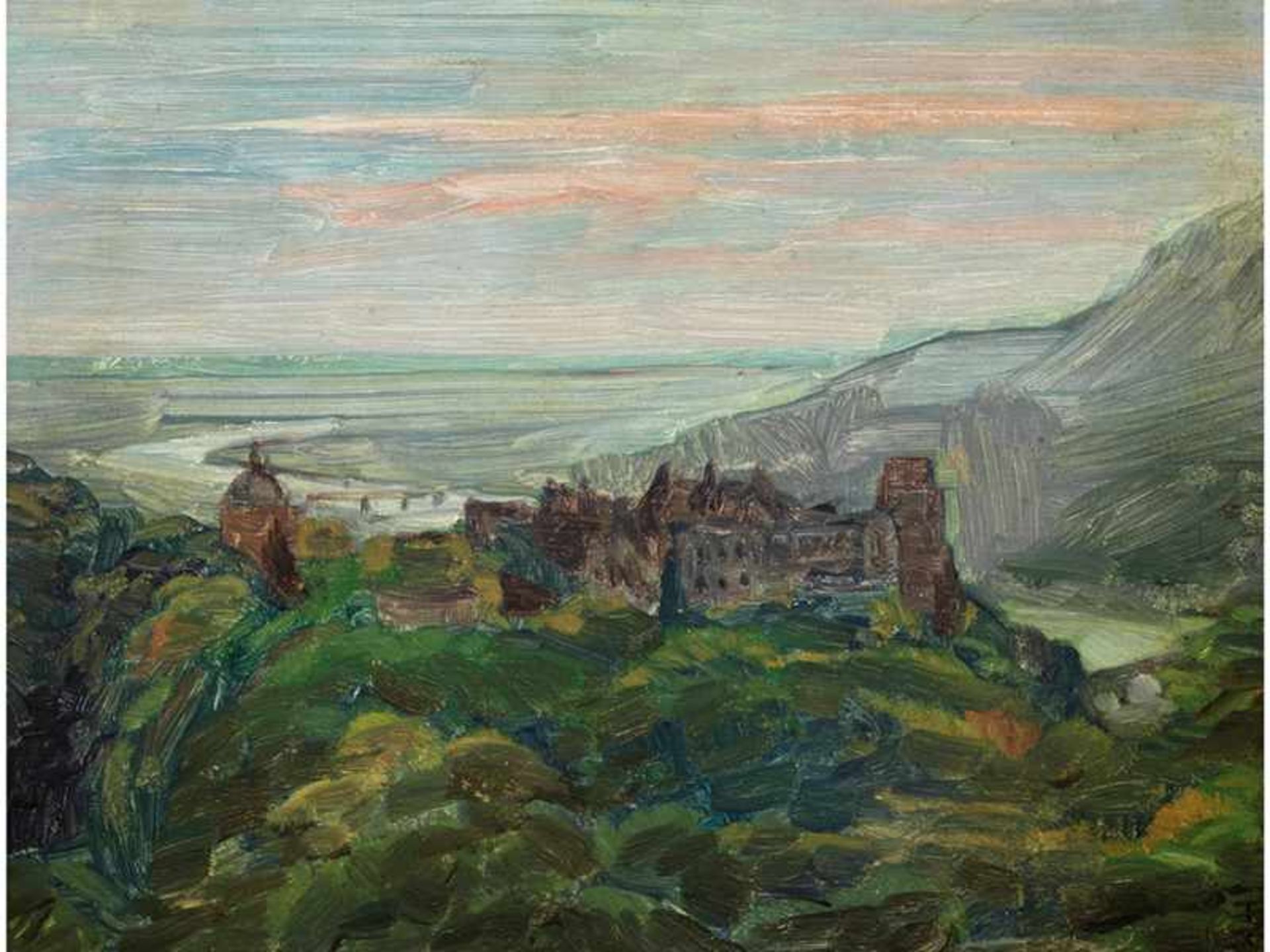 Wilhelm Trübner, 1851 Heidelberg "" 1917 Karlsruhe, zug. BLICK AUF Das Schloss von HEIDELBERG Öl auf