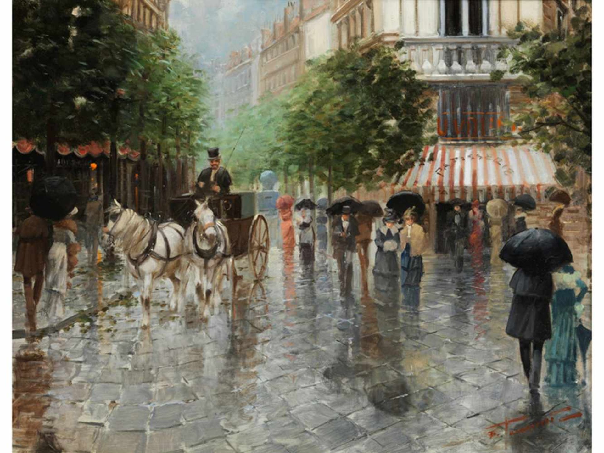 Fernand Toussaint, 1873 Brüssel "" 1955/56 STRASSENANSICHT IN PARIS Öl auf Holz. 40 x 50 cm. - Bild 5 aus 5