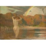 Émile René Menard, 1861/62 "" 1930 BADENDE UNTER REGENBOGEN Pastell auf Papier. 56 x 74 cm. Links