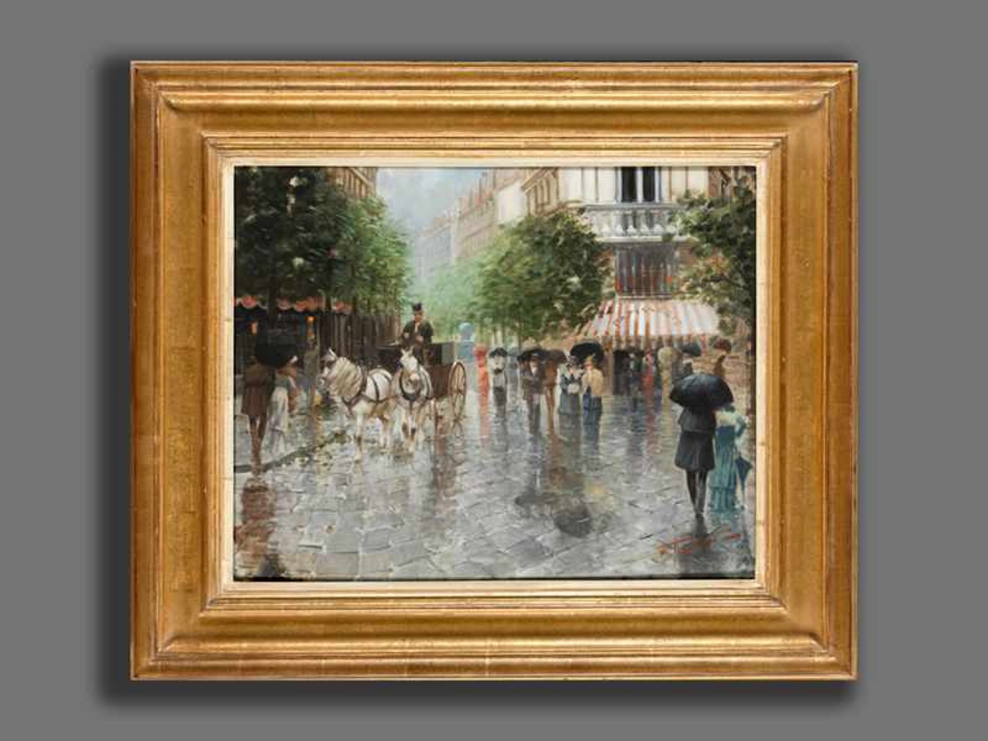 Fernand Toussaint, 1873 Brüssel "" 1955/56 STRASSENANSICHT IN PARIS Öl auf Holz. 40 x 50 cm. - Bild 3 aus 5
